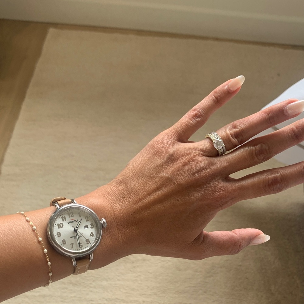 Shinola Silver and Tan Women's Watch